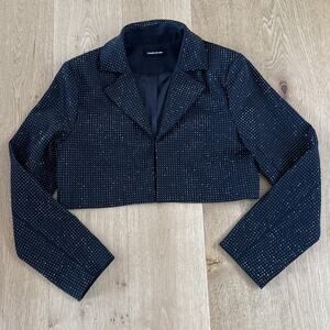 Maniere De Voir Cropped Blazer Rhinestone Size US6 Black